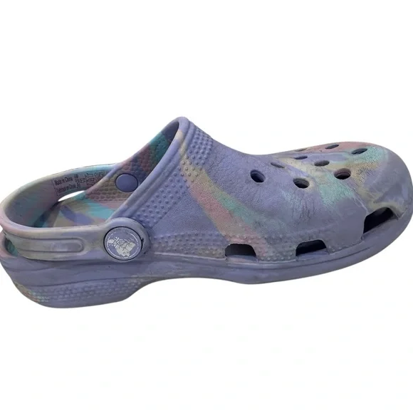 Youth Child CROCS Slip On Shoes Purple Pastel Swirl Size 13 - Picture 5 of 6